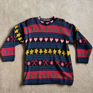 Vintage Ugly Christmas Sweater Mock Neck